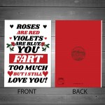 Funny Joke Anniversary Card Poem Valentines Birthday Card