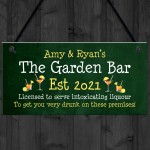 Garden Bar PERSONALISED Hanging Home Bar Sign Funny Alcohol 