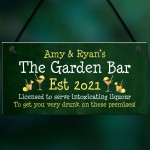 Garden Bar PERSONALISED Hanging Home Bar Sign Funny Alcohol 