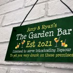 Garden Bar PERSONALISED Hanging Home Bar Sign Funny Alcohol 