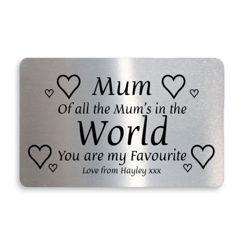 Personalised Gifts For Mum Metal Card Christmas Birthday Gifts