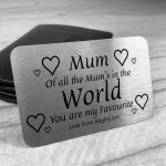 Personalised Gifts For Mum Metal Card Christmas Birthday Gifts