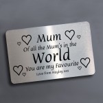 Personalised Gifts For Mum Metal Card Christmas Birthday Gifts