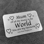 Personalised Gifts For Mum Metal Card Christmas Birthday Gifts