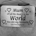 Personalised Gifts For Mum Metal Card Christmas Birthday Gifts