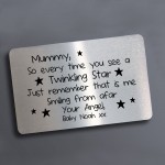 Personalised Mummy Gifts Metal Card For Purse Christmas Gifts