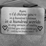 Personalised Keepsake Gift For Boyfriend Husband Metal Card