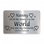 Personalised Nanny Gifts Metal Card For Purse Christmas Gifts