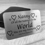 Personalised Nanny Gifts Metal Card For Purse Christmas Gifts