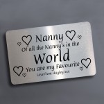 Personalised Nanny Gifts Metal Card For Purse Christmas Gifts