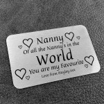 Personalised Nanny Gifts Metal Card For Purse Christmas Gifts