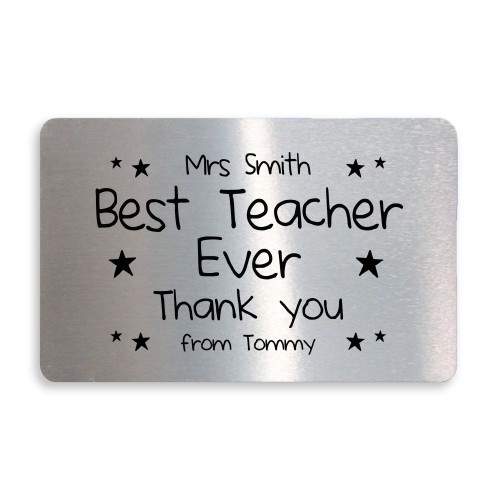 Personalised Best Teacher Thank You Metal Wallet Card Christmas 