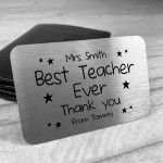 Personalised Best Teacher Thank You Metal Wallet Card Christmas 