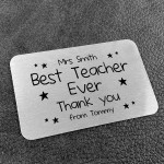 Personalised Best Teacher Thank You Metal Wallet Card Christmas 