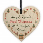 New Home 1st Christmas Tree Decoration Wood Bauble Personalised