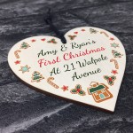 New Home 1st Christmas Tree Decoration Wood Bauble Personalised