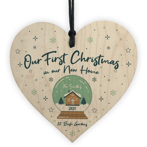 New Home Gift First Christmas Wood Bauble Personalised Decor