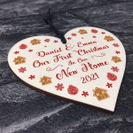 Personalised 1st Christmas In Our New Home Bauble Wood Decor