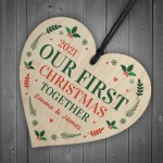 Personalised Our First 1st Christmas Together Bauble Wood Heart