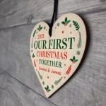 Personalised Our First 1st Christmas Together Bauble Wood Heart