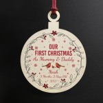 Personalised 1st Christmas As Mummy Daddy Bauble Tree Decor