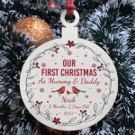 Personalised 1st Christmas As Mummy Daddy Bauble Tree Decor