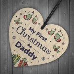 1st Christmas As Daddy Bauble Wooden Heart Tree Decoration