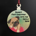 Pugs 1st Christmas Bauble Tree Decoration Personalised Pug Dog