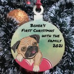 Pugs 1st Christmas Bauble Tree Decoration Personalised Pug Dog