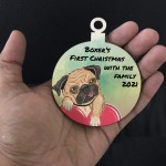 Pugs 1st Christmas Bauble Tree Decoration Personalised Pug Dog