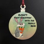 Rabbit 1st Christmas Bauble Hanging Tree Decoration Personalised