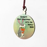 Rabbit 1st Christmas Bauble Hanging Tree Decoration Personalised