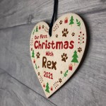 Our 1st Christmas With Dog Puppy Bauble Personalised Xmas Gift