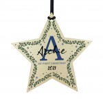 Personalised My First Christmas Wood Star Tree Decoration Baby