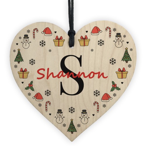 Personalised Letter Christmas Wood Bauble Gifts First Christmas