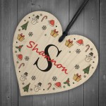 Personalised Letter Christmas Wood Bauble Gifts First Christmas