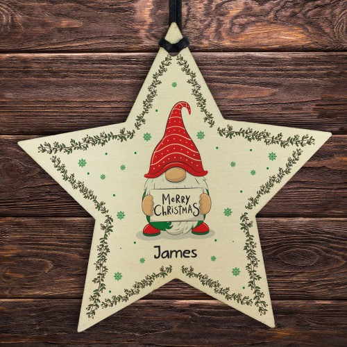 Personalised Wood Star Christmas Tree Decoration Bauble Daughter