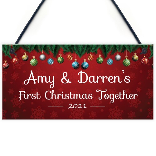 Personalised First 1st Christmas Together Sign Christmas Decor