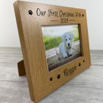 Our First Christmas With Dog Puppy Wood Photo Frame Memory