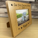 Our First Christmas With Dog Puppy Wood Photo Frame Memory