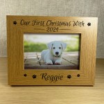 Our First Christmas With Dog Puppy Wood Photo Frame Memory