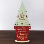 Christmas Best Teacher Gift Wood Christmas Tree Decoration