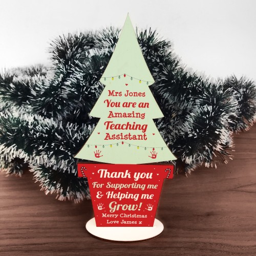 Personalised Teaching Assistant Gift Wood Tree Thank You Gift