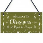 Welcome Christmas Sign Personalised Hanging Christmas Decoration