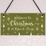 Welcome Christmas Sign Personalised Hanging Christmas Decoration