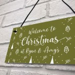 Welcome Christmas Sign Personalised Hanging Christmas Decoration