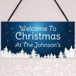 Christmas Decoration Hanging Door Sign Personalised Welcome