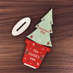 Christmas With The Any Surname Personalised Wood Standing Tree