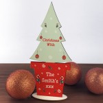 Christmas With The Any Surname Personalised Wood Standing Tree