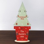 Christmas With The Any Surname Personalised Wood Standing Tree